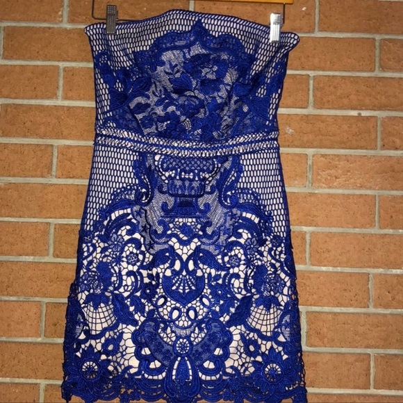 💙NELLIS STRAPLESS SPECIAL OCCASION BLUE CROCHET DRESS💙 - Picture 5 of 7